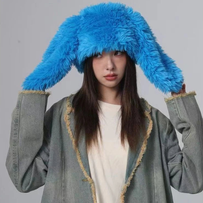 Warm and cold resistant plush hat, sweet and versatile ear protection, cute little rabbit