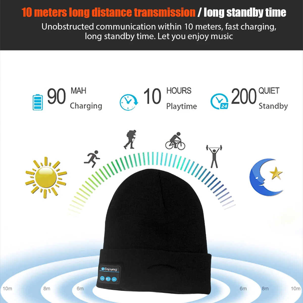 Wireless Bluetooth Music Hat Outdoor Knitted hat Headphone Winter Warm Beanie Speaker Removable Cap For Cycling Running Yoga