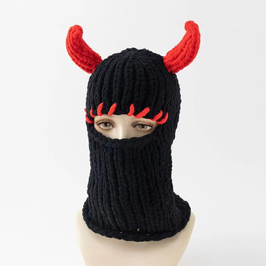 Fashion Womens Knit Full Face Ski Mask Crochet Balaclava Winter Warm Kawaii Cute Bunny Ears Knitted Balaclava Face Cover Mask