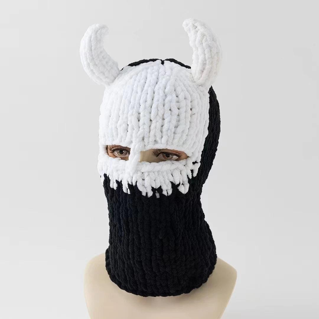 Fashion Womens Knit Full Face Ski Mask Crochet Balaclava Winter Warm Kawaii Cute Bunny Ears Knitted Balaclava Face Cover Mask
