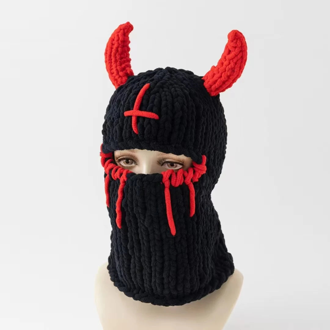 Fashion Womens Knit Full Face Ski Mask Crochet Balaclava Winter Warm Kawaii Cute Bunny Ears Knitted Balaclava Face Cover Mask